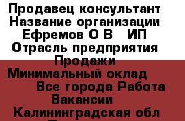 Продавец-консультант › Название организации ­ Ефремов О.В., ИП › Отрасль предприятия ­ Продажи › Минимальный оклад ­ 22 000 - Все города Работа » Вакансии   . Калининградская обл.,Приморск г.